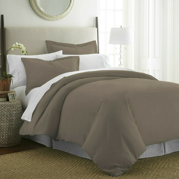 Taupe Duvet Cover Full/Queen Size Set, 3 Pcs Soft Comfy Duvet Not Quilted Set (1 Bedding Duvet Cover, 2 Pillowcases) with Zipper Closure