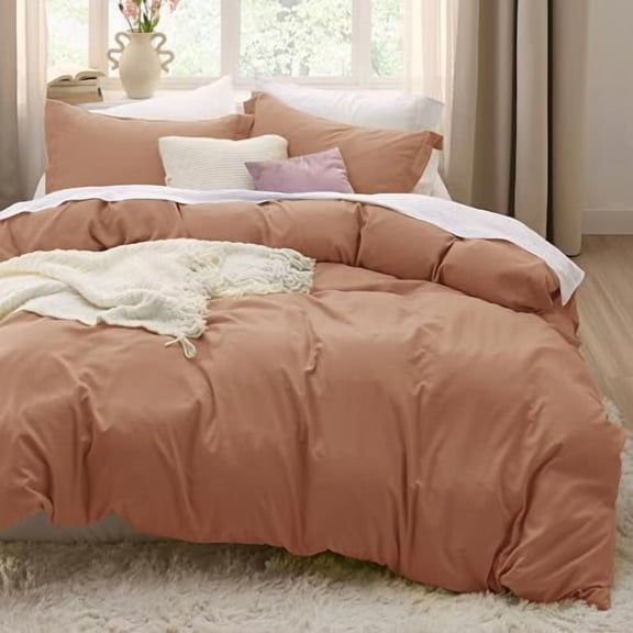 Taupe Duvet Cover King Size - 3 Pieces Prewashed Cotton-Like Extra Soft Bedding Set, Includes 1 Duvet Cover 104x90 Inches with Zipper Closure & 2 Pillow Shams, Comforter Not Included