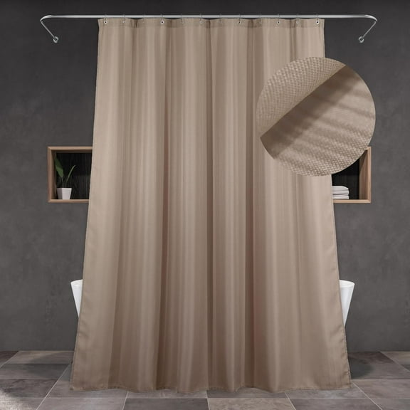Taupe Extra Long Shower Curtain: 84 Inch Linen Textured Khaki Beige Tan Water Repellent Washable Polyester Fabric Shower Curtains for Bathroom - Simple Elegant Bath Curtain Liner - 72x84