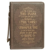 Taupe Faux Leather Classic Bible Cover  I Know The Plans - Jeremiah 29:11  Bible Case Book Cover for Men/Women, Large