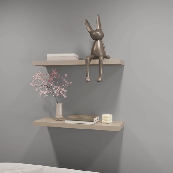 Taupe Floating Shelf Maximize Living Space with Elegant Wall Storage