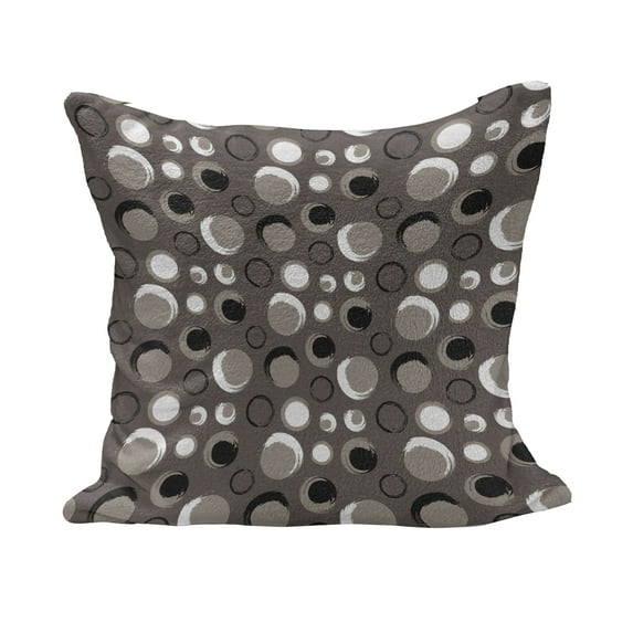 Taupe Fluffy Throw Pillow Cushion Cover, Grunge Circles Dots Brushstrokes Hand Painted Modern Design Messy Artistical, Decorative Square Accent Pillow Case, 24" x 24", Black White Taupe, by Ambesonne