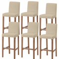 thumbnail image 1 of Taupe Gingham Bar Stool Covers - Stretch Dining Chair Covers Set of 6, Modern Minimalist Geometric Plaid Bar Chair Cover Removable Counter Stool Pub Chairs Slipcovers Protectors for Kitchen/Cafe, 1 of 9
