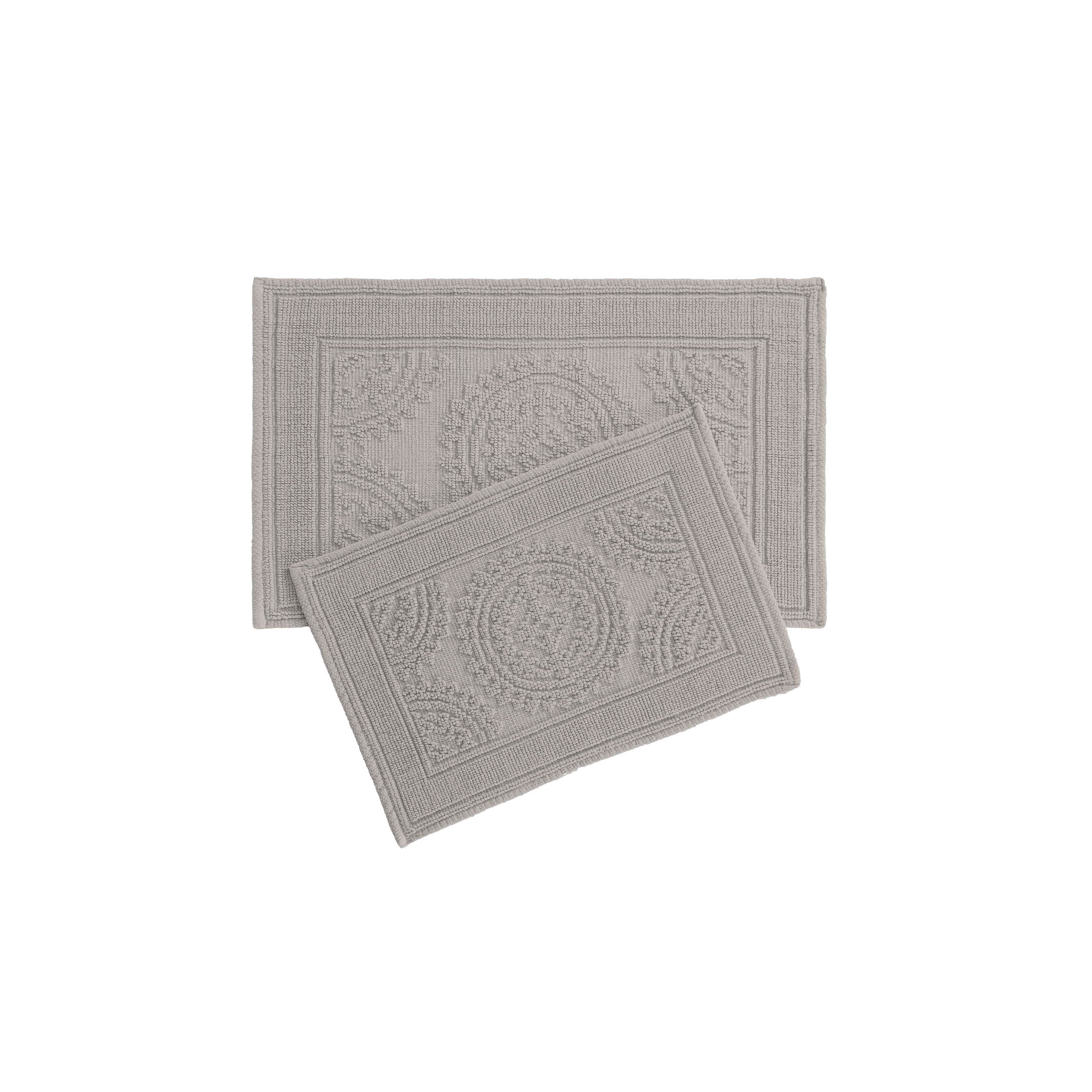 Taupe Grey, Medallion, 2-Piece Bath Rug Set, Jean Pierre