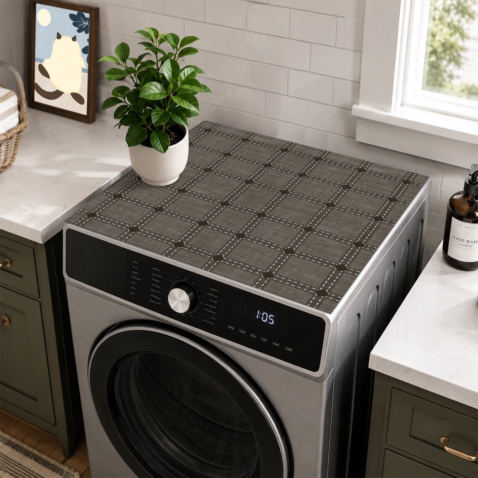 Taupe Grid Line Washer Dryer Top Protector Mat 27”x27” 1 Pack ...