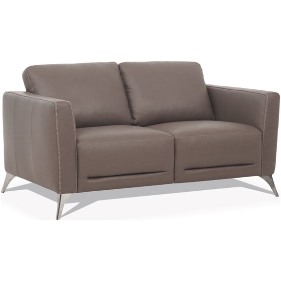 Taupe Leather Loveseat, Compact 2-Seater Sofa with Plush Cushions, Elegant Living Room Furniture, Easy Assembly Required