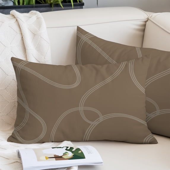 Taupe Line Art Body Pillow Cover, Pillowcase Protectors with Zipper, Breathable Decorative Throw Pillow Case Cover, Modern Abstract Geometric Ribbons Pillow Shams for Couch Sofa 24x36Inch