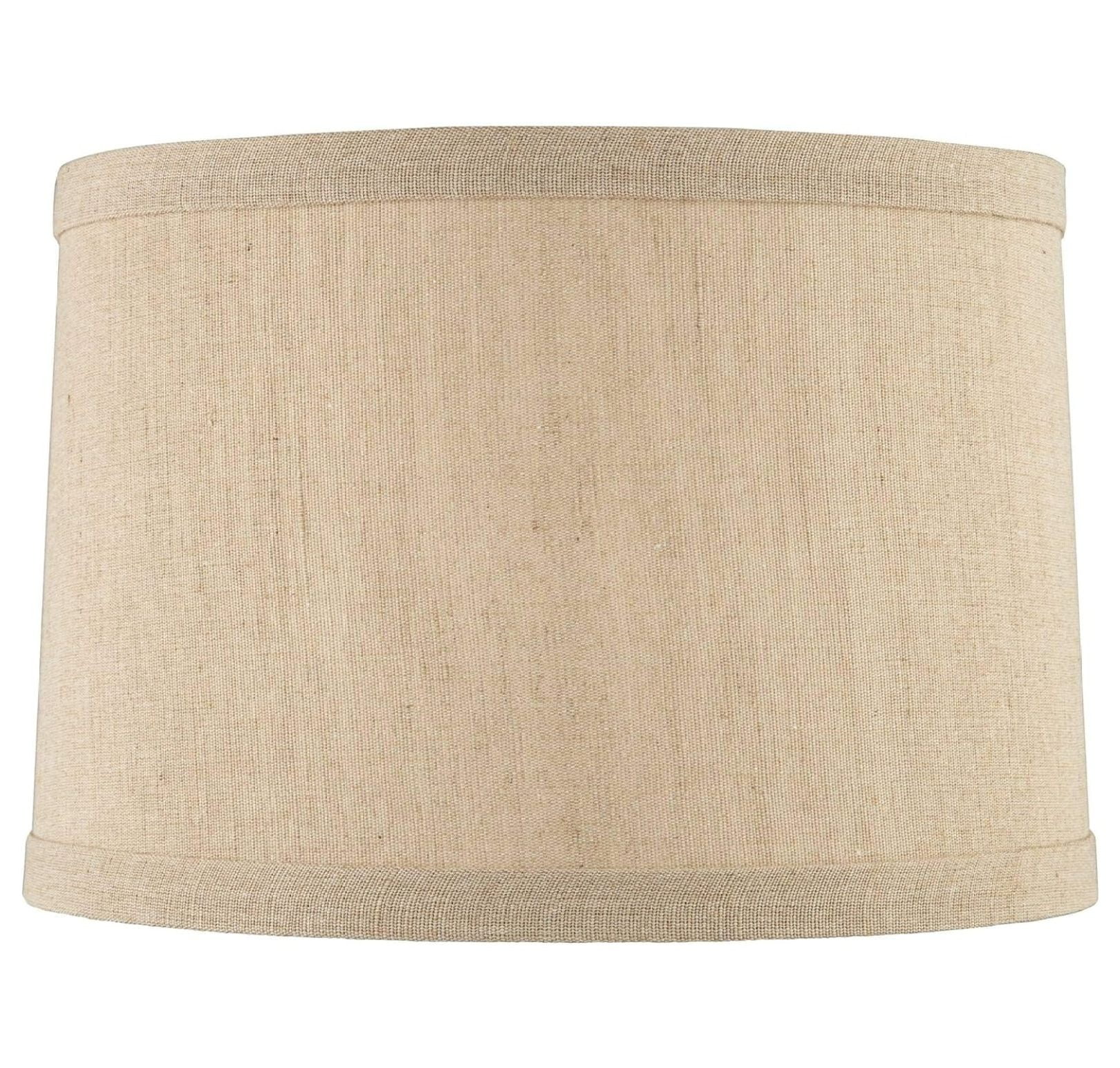 Taupe Linen Hardback Drum Lamp Shade with Harp and Finial