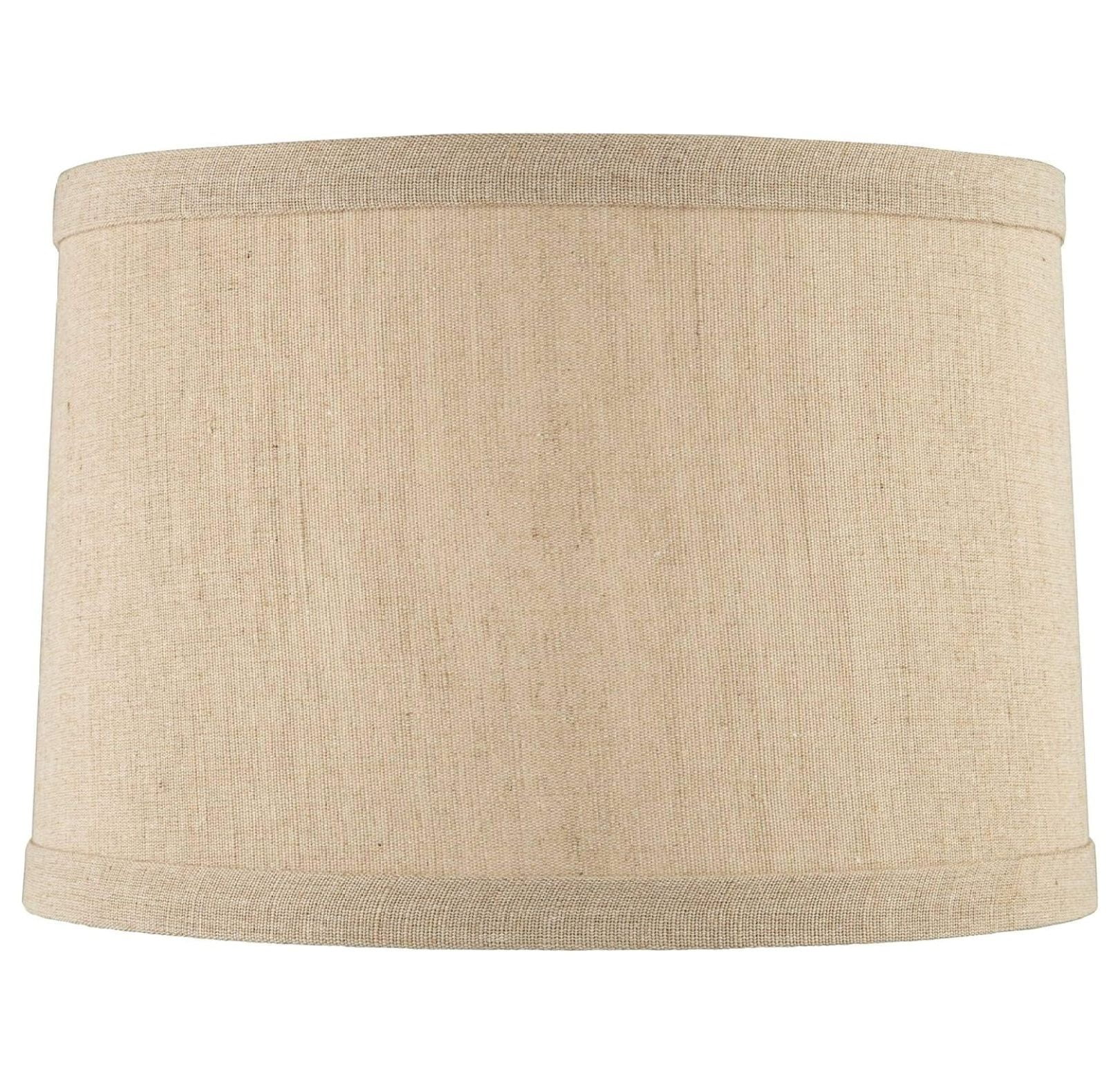 Taupe Linen Hardback Drum Lamp Shade with Harp and Finial