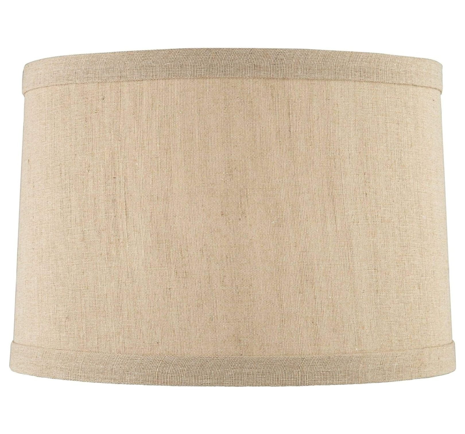 Taupe Linen Hardback Drum Lamp Shade with Harp and Finial