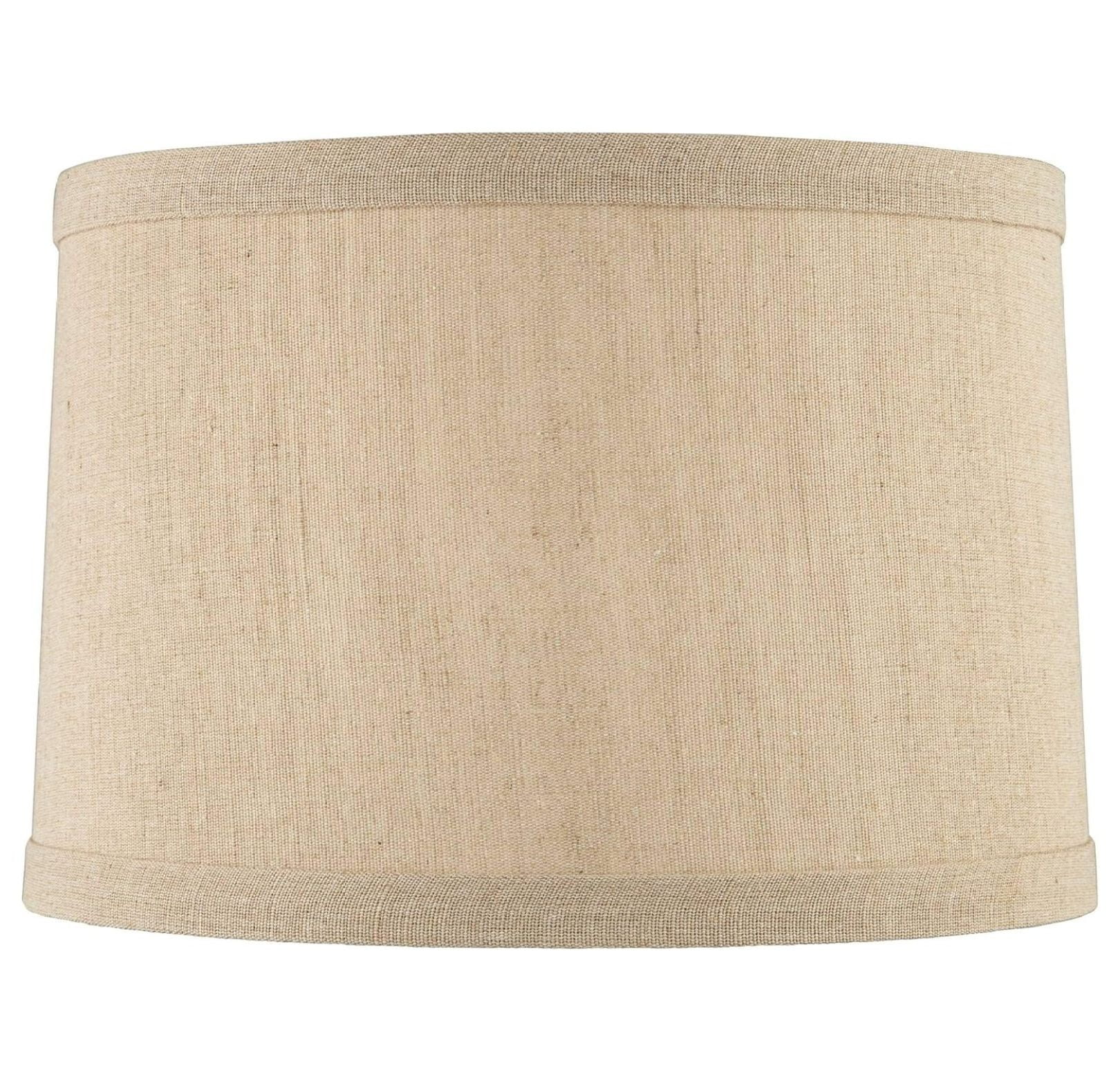 Taupe Linen Hardback Drum Lamp Shade with Harp and Finial