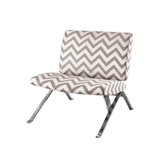 Taupe Modern Accent Chair with Chevron Pattern, Armless Upholstered Lounge Seat for Living Room or Bedroom