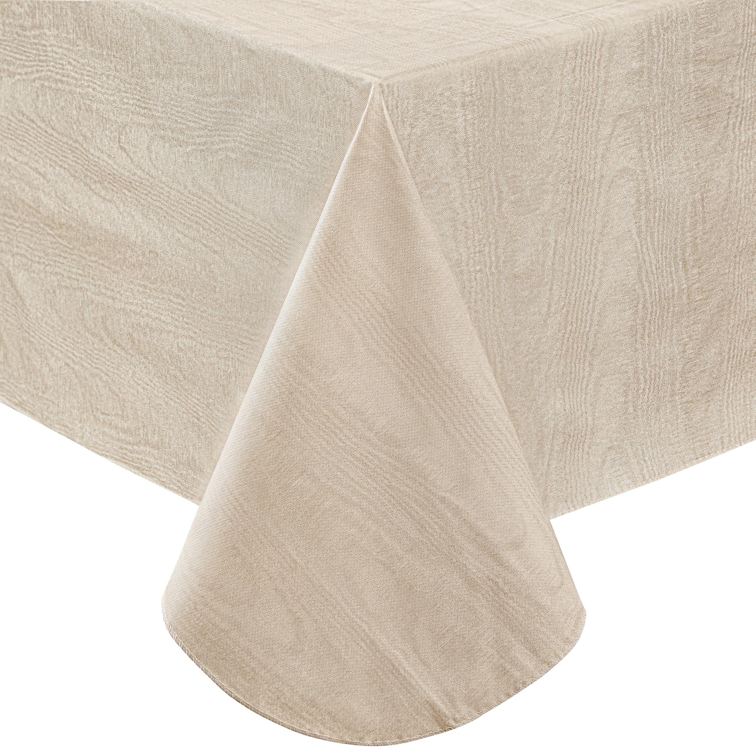 Newbridge Taupe Moire 52x52'' Flannel-Backed Vinyl Tablecloth, Indoor ...