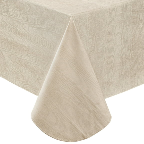 Taupe Moire Wavy Solid 52 x 52 inch Square Vinyl Dining Tablecloth with Flannel Backing