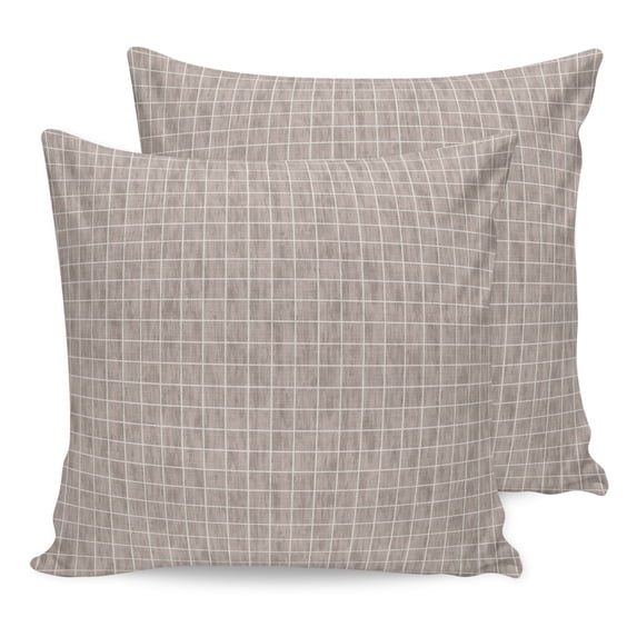 Taupe Plaid Pillow Covers 16x16 Set of 2, Farmhouse Buffalo Checkered Gingham Throw Pillow Covers Decorative Couch Cushion Cover, Microfiber Soft Square Pillowcases for Bedroom Living Room Sofa