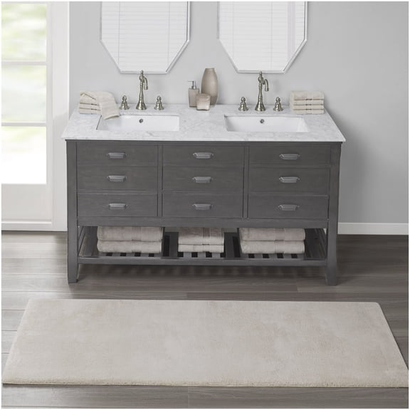 Taupe Polyester Bath Rug Runner 24" W x 72" L for Bathroom Floors