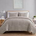 thumbnail image 1 of Taupe Polyester Stripe Comforter Set, King, VCNY Home Billie Seersucker, 1 of 5
