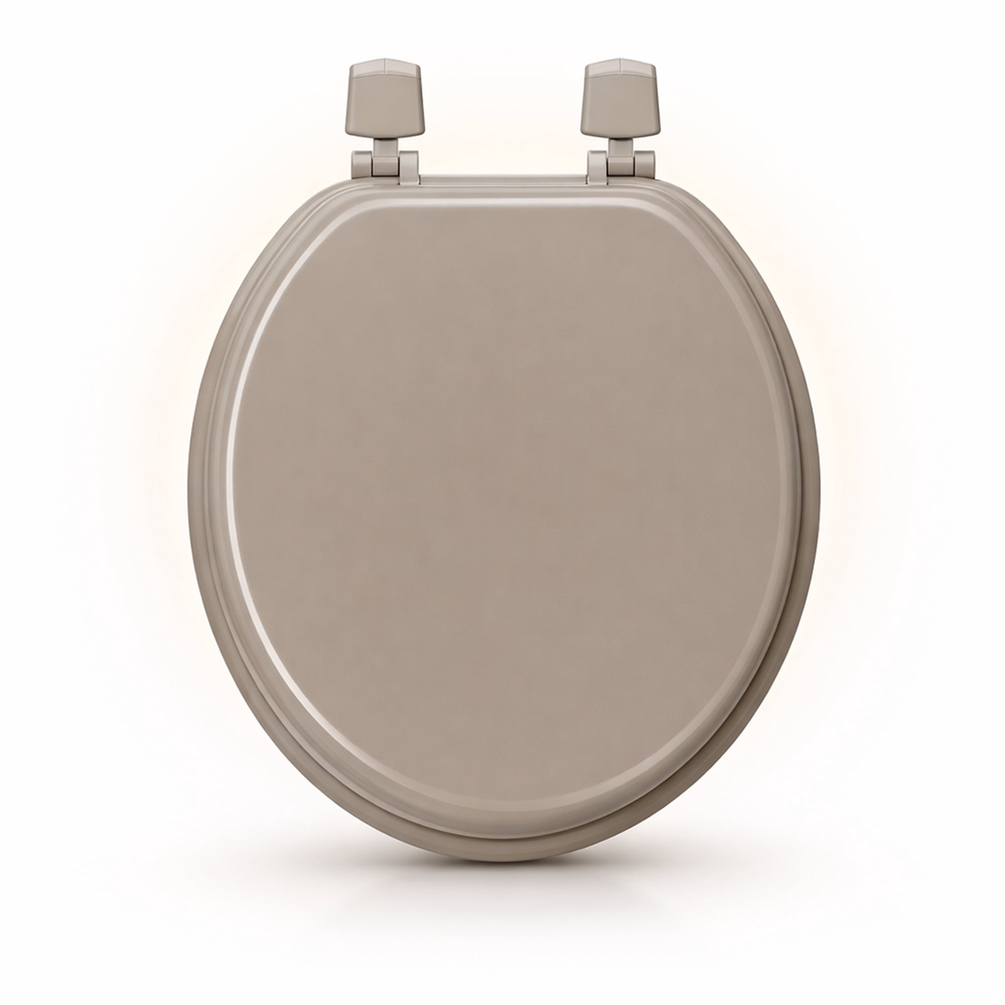 Taupe Round Molded Wood Toilet Seat 17 Inches