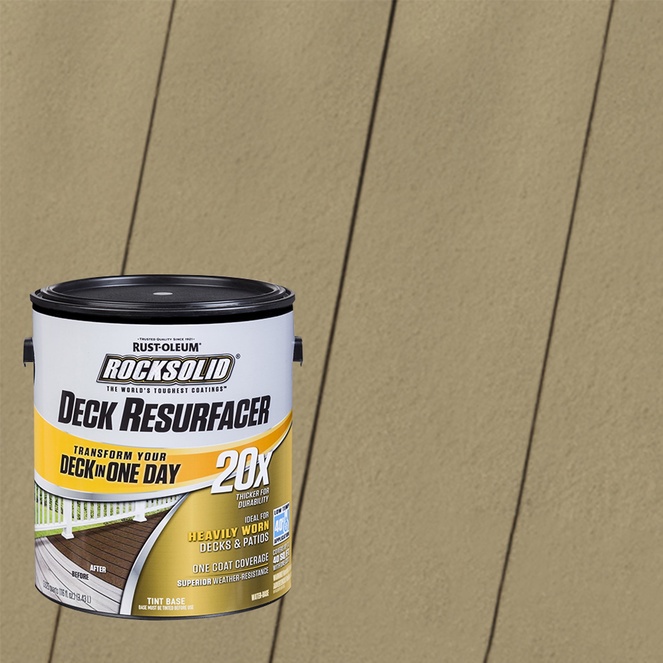 Taupe, Rust-Oleum RockSolid 20X Exterior Wood Deck Resurfacer-319410T, Gallon