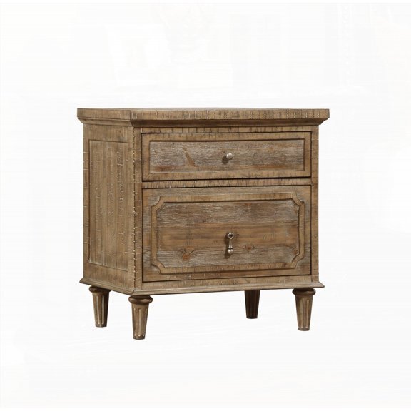 Taupe Rustic Casual 2-Drawer Nightstand with Easy Assembly