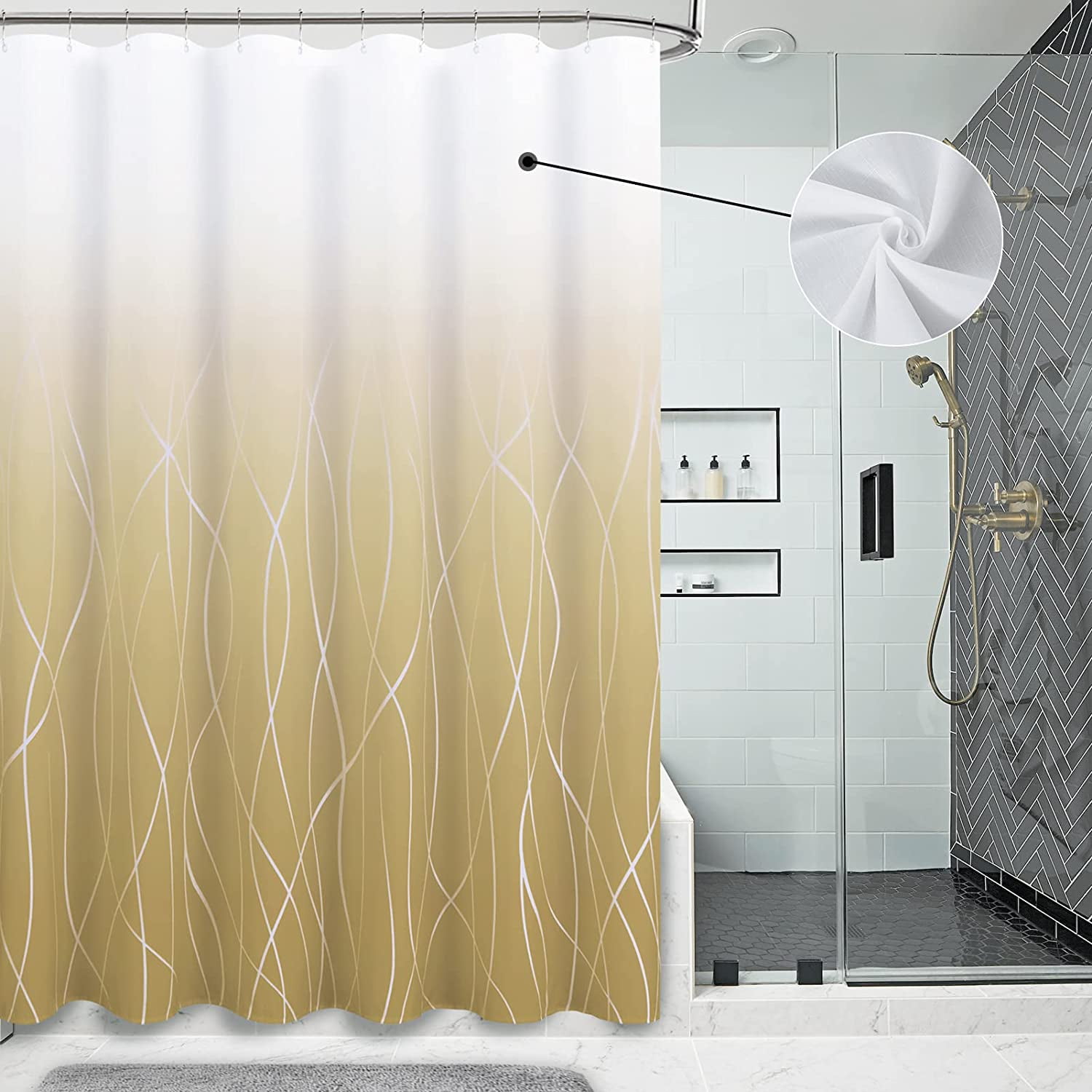 Taupe Shower Curtain Ombre Shower Curtain Set Water Repellent Linen