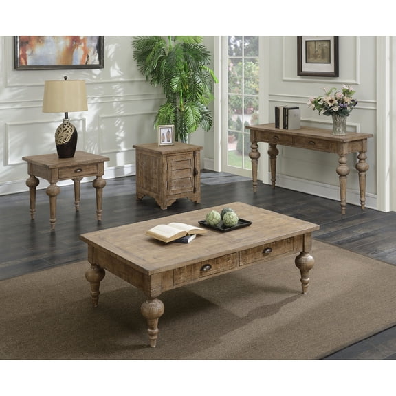 Taupe Sofa Table, 54"x17"x30" Solid Wood / Quick Setup, Rustic Style