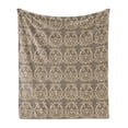thumbnail image 1 of Taupe Soft Flannel Fleece Throw Blanket, Royal Victorian Botanical Design Exquisite Floral Historic Pattern, Cozy Plush for Indoor and Outdoor Use, 50" x 70", Warm Taupe Sand Brown, by Ambesonne, 1 of 6