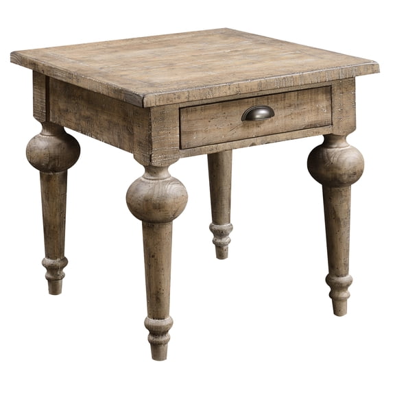 Taupe Square End Table - Solid Wood Rustic Enchantment. 24" Length, Width, Height. Simple Assembly And Care Gaming Table. Manufacture. 24"x24"x24". Effortless Instructions