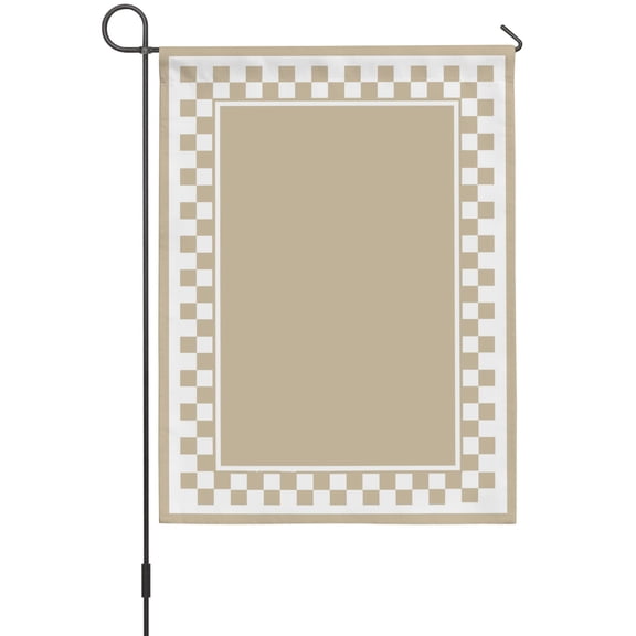 Taupe Square House Flags For Outdoor, Graphic Retro Khaki White Checkered Border Small Double Side Yard Flags Weather Proof House Decor for Lawn Outside Holiday 28 x 40 Inches