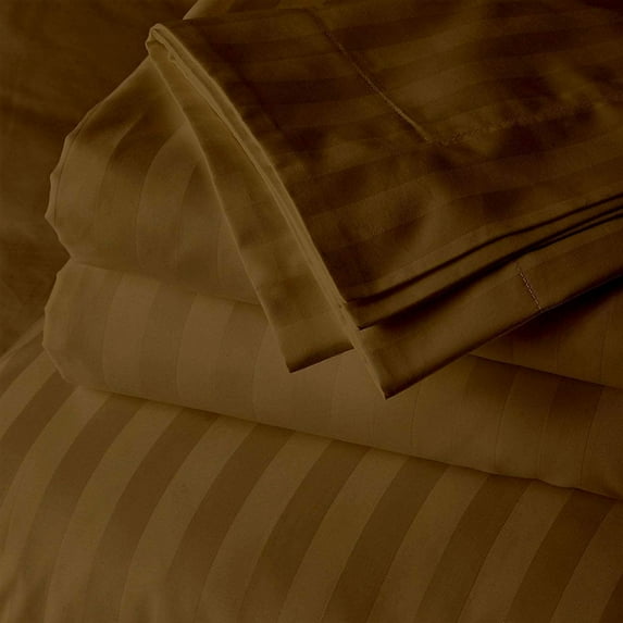 Taupe Stripe Twin (36"x 72") Size Sleeper Sofa Bed Sheet Set - Luxury 100% Egyptian Cotton - 800 Thread Count - Fits Mattresses Up to 5" Inches Deep Pocket