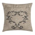 thumbnail image 1 of Taupe Throw Pillow Cushion Cover, Happy Valentine's Day Stylized Hand Writing Laurel Leaves Forming a Heart Victorian, Decorative Square Accent Pillow Case, 18 X 18 Inches, Taupe Tan, by Ambesonne, 1 of 2