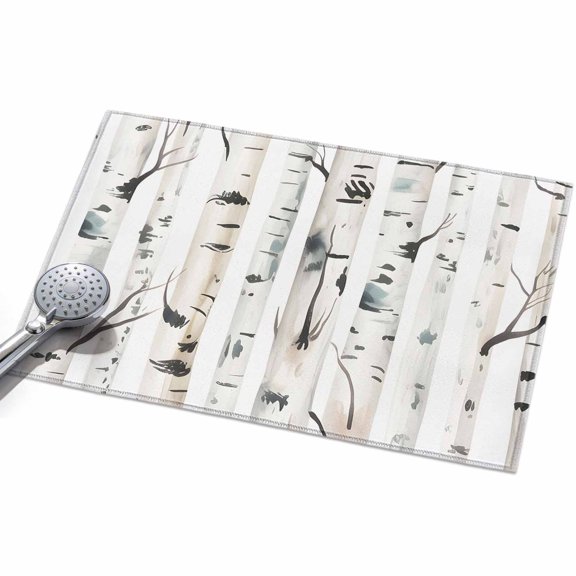Taupe Tree Entryway Rug 2x3ft Washable Non Slip Bathroom Rug Low Pile Soft Indoor Floor Front Door Mat Forest Birch Trees Modern Abstract Art Rectangle Area Rugs Carpet for Kitchen Office Dining Room