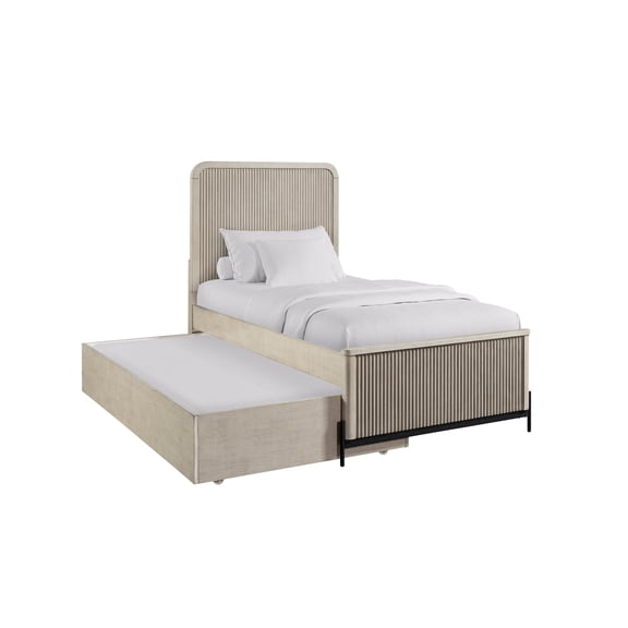 Taupe Trundle Full Over Bed With Solid Wood Foundation And Front Feature Structure