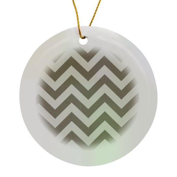 3drose, Taupe Zig Zag Stripes, Circle Porcelain Ornament