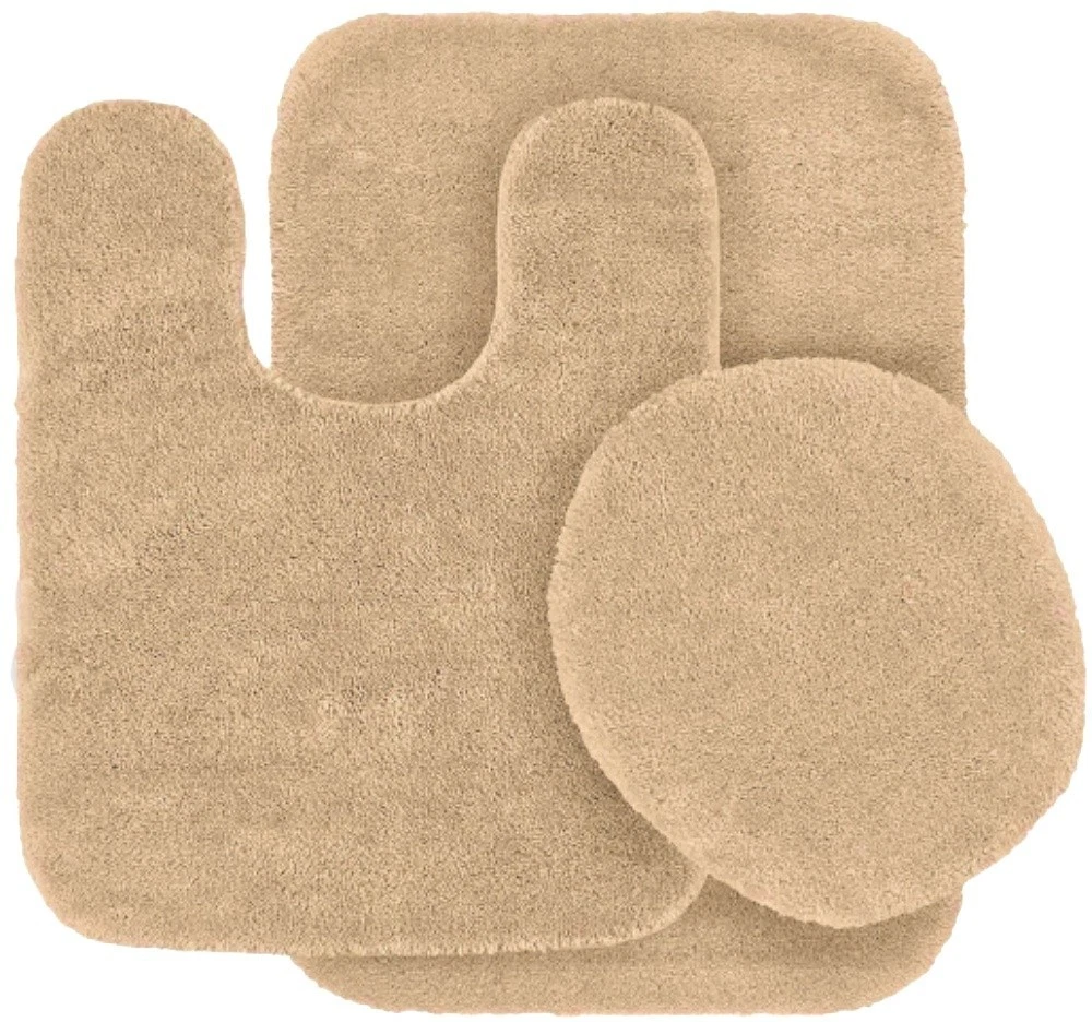 Gorgeous Home Linen Taupe BS#6 Bathroom Mat Rug Chenille Non-Skid Rubber Backing 3pc