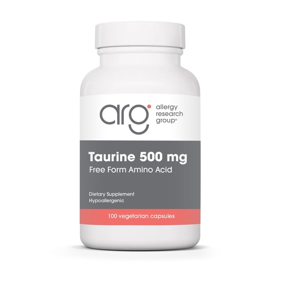 ARG Taurine 500 mg - Free Form Amino Acid Supplement - Heart & Electrolyte Support - Cellular Energy & Nervous System - Hypoallergenic - 100 Servings - 100 Capsules