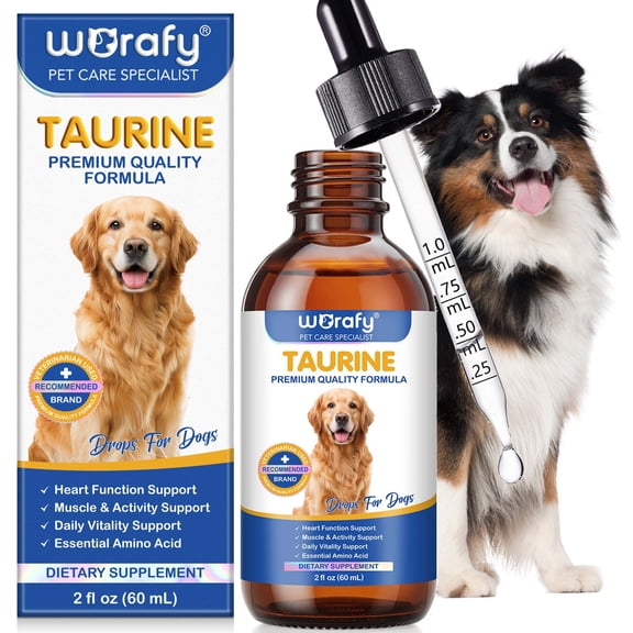 Taurine Drops for Dog, Liquid Taurine for Dog Vision, Eyesight, Heart, Muscle Support, with Essential Amino Acid, 2 fl oz (60 mL)