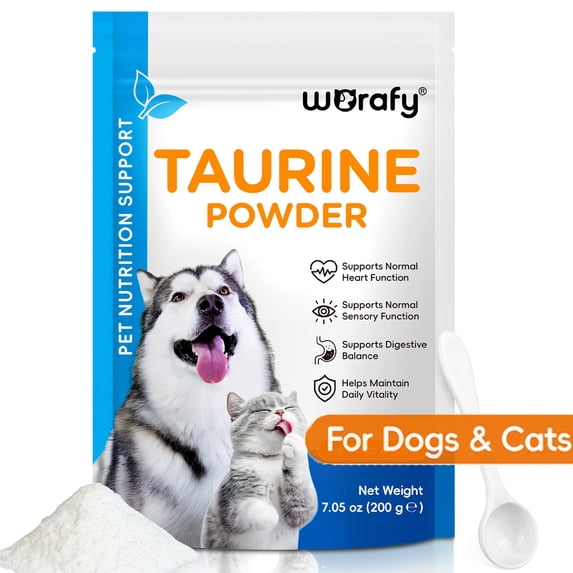 Taurine Powder Supplement for Dogs & Cats, Support Vision & Heart, Digestive Balance, with Essential Amino Acid, Taurine Powder for Daily Pet Nutrition, 7.05oz/ 200g