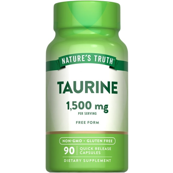 Taurine Supplement | 1500mg | 90 Capsules | Non-GMO & Gluten Free Amino Acid | by Nature's Truth