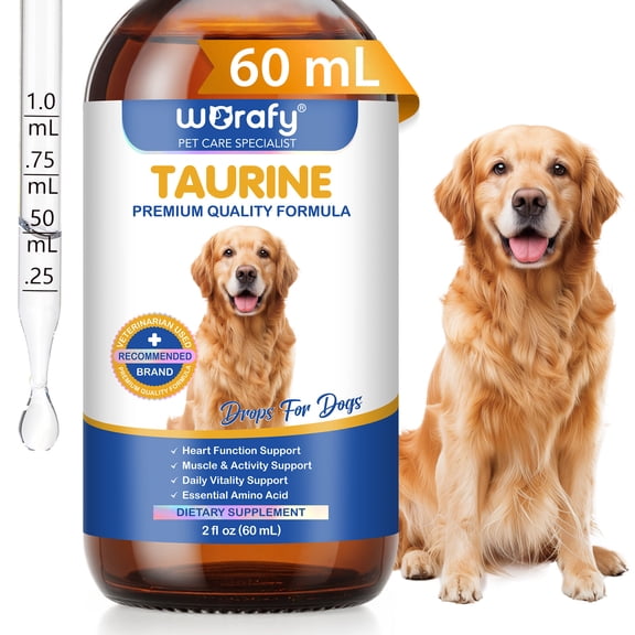 Taurine Supplement for Dogs, Daily Taurine Drops for Heart Health, Vision & Immune Support, Amino Acid Formula for Energy and Vitality, 2 Fl Oz