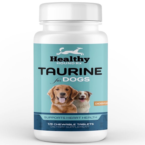 Healthly Hound Rx Taurine + Coq10 Supplement Chewable Tablets for Dogs, Chicken Flavor, 120 Count