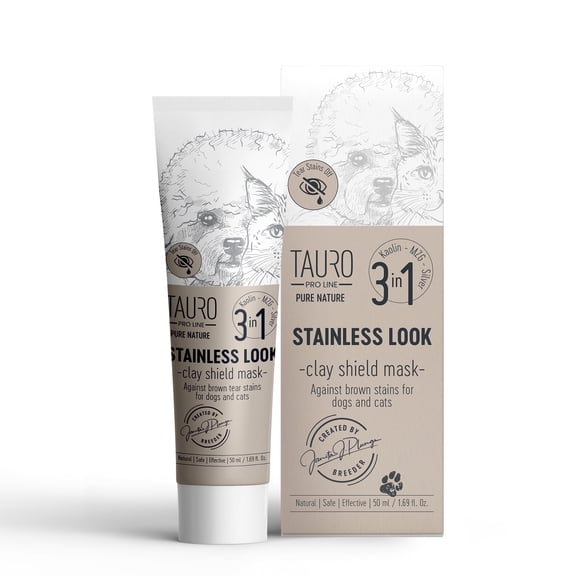 Tauro Pro Line Stainless Look Clay Mask – 3-in-1 Tear Stain Remover for Dogs & Cats, Natural, No Bleach, 1.7 oz