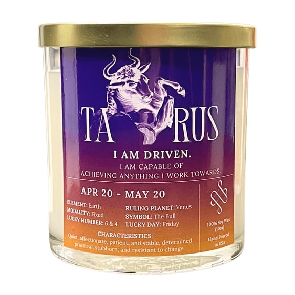 Taurus Affirmation Crystal Candle