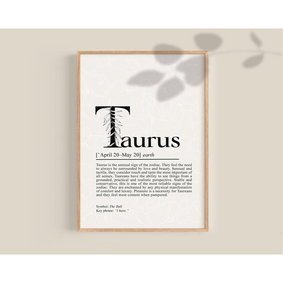Taurus Art Poster, Taurus Gifts, Taurus Decor, Zodiac Gifts, Taurus Birthday Gift, Astrology Gifts, Home Decor, 16x24 UNFRAMED