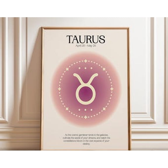 Taurus Astral Manifestation Celestial Constellation Vibrant Poster, Curated Decorative Theme For Home, Office And Gallery Wall Decor