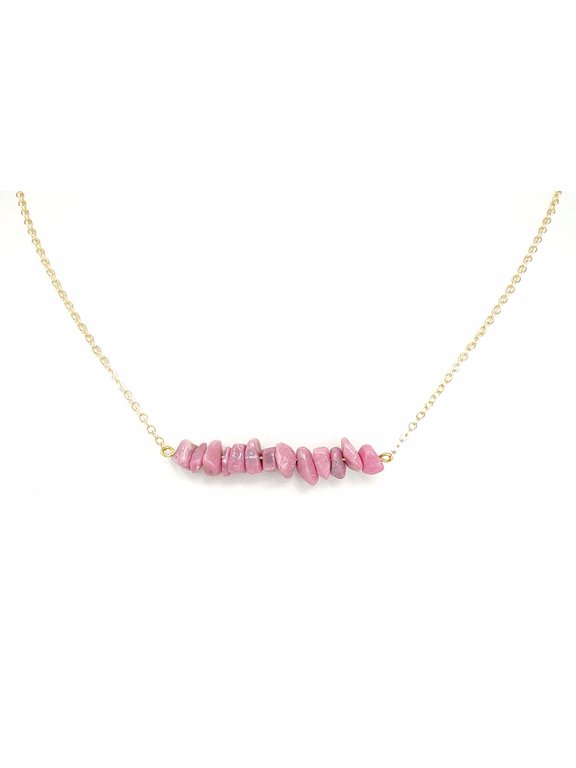 Taurus Birthstone Rhodonite Chip Necklace
