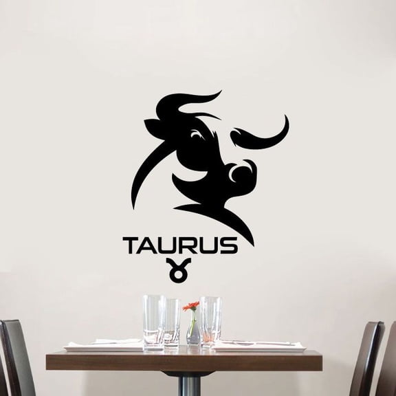 Taurus Bull Beautiful Emblem Symbol Earth Sign Horoscope Astrological Chart Zodiac Signs Vinyl Wall Art Sticker Wall Decal For Home Room Wall Office Living Room Wall Decoration Decal Size(30x27 inch)