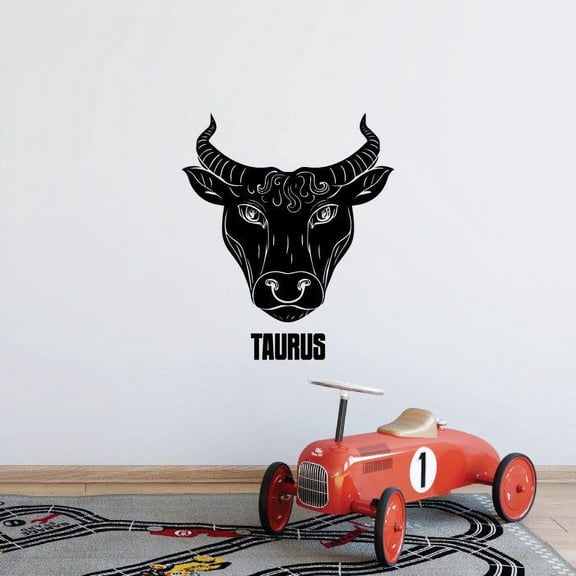Taurus Bull Emblem Symbol Earth Sign Horoscope Astrological Chart Zodiac Signs Star Vinyl Wall Art Wall Sticker Wall Decal For Home Room Wall Office Living Room Wall Decoration Decal Size(10x8 inch)