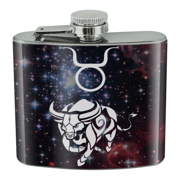 Taurus Bull Zodiac Sign Horoscope In Space Stainless Steel 5oz Hip Drink Kidney Flask