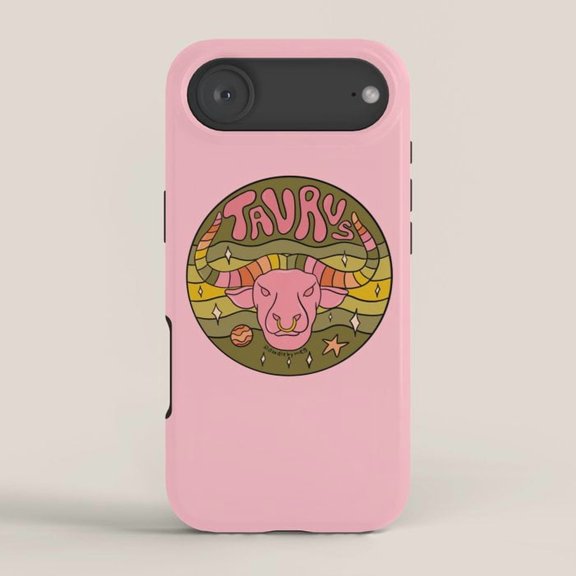 Taurus Bull Zodiac with Stars Tough Case for Apple iPhone, Polycarbonate Shell with TPU Liner